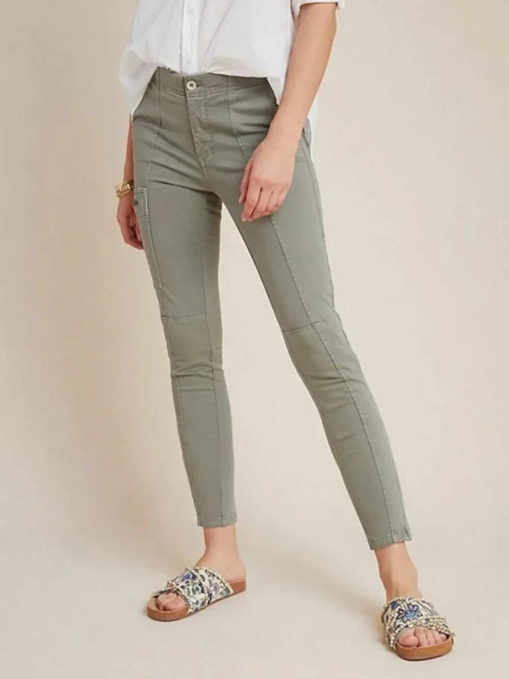 by Anthropologie Jefferson Moto Slim Fit Cargo Pants Size 26 - Picture 1 of 13